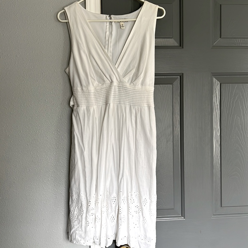 White cotton fit and flare dress